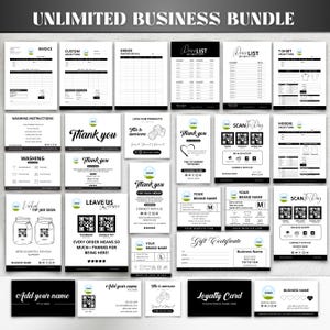 Kleidung Business Bundle, Kleidung Tag Canva Vorlage Bundle, Tshirt Bestellschein, Rechnung, Halsmarke, Dankeskarte, Pflegekarten, Canva bearbeitbar