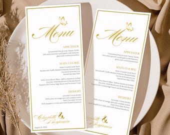Classic Menu Template, Wedding Menu Template, Menu Card Template,Printable Dinner Menu,Minimal Editable Dinner Menu, Canva Editable
