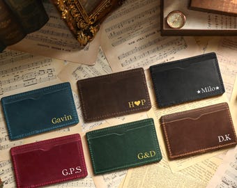 Personalized Leather Business Card Holder, Custom Leather Card Holders With Embossed Initials, Corporate Office Gift, Gift for Men or Women
