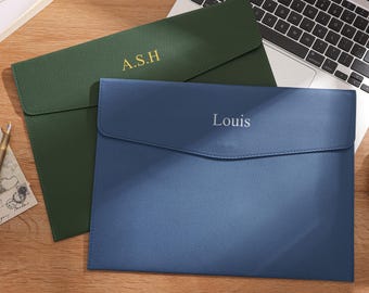Personalized A4 Leather File Folder, Custom Initials/Name Travel Document Organizer, Document Case For Work, Office Gift, Gift for Men/Women