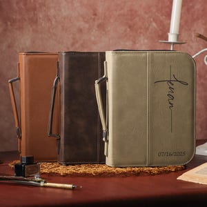 Custodia per Bibbia incisa con cerniera, custodia per Bibbia in pelle personalizzata, copertina per libro personalizzata, regalo religioso, custodia per Bibbia per donne e uomini