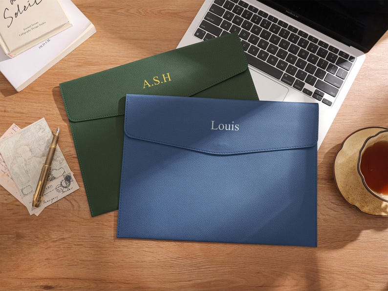 Personalized A4 Leather File Folder, Custom Initials/name Travel ...