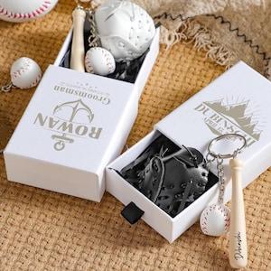 Customized Mini Baseball Sets, Personalized Baseball Keychains, Groomsmen Gifts, Backpack Accessories, Gift For Baseball Fans, Gifts For Him