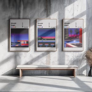 Hiroshi Nagai Retro Poster Set: Minimalist Japanese Art (Digital Download)