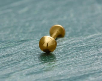 Flat Back Dot Stud Earring in 14K Gold • 18 Gauge Internally Threaded Gold Earring • Tiny Ball Earring, Screw Back Tragus Piercing for Women