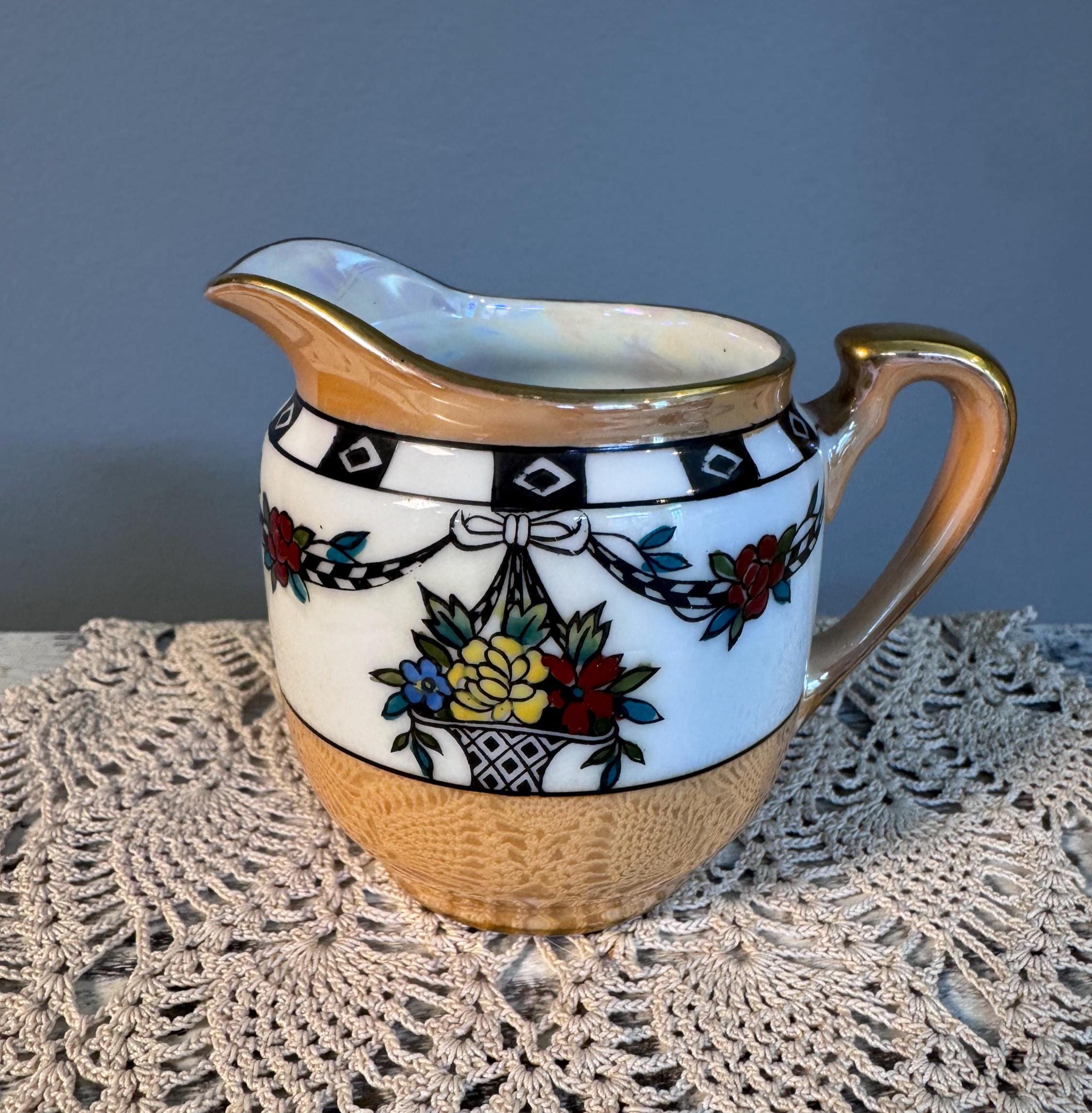 Vintage Noritake Demitasse Lusterware Tea Set Japan Peach Lustre