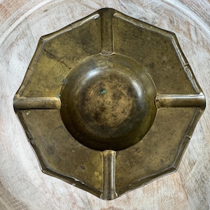 Vintage Solid Brass Ashtray | Brass Hexagon shaped Ashtray | MCM Brass Ashtray | Solid Brass Trinket Dish