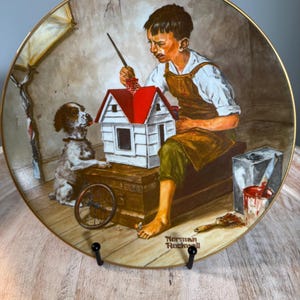 Vintage Norman Rockwell Collectors Plate, A Dollhouse for Sis, 1981 Limited Edition | Vintage Norman Rockwell Museum Plate | Vintage Plate