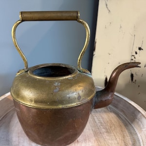 Vintage Copper Tea Kettle | Vintage Teapot  | Vintage Tea Kettle | Vintage Copper and Brass Tea Kettle | Long neck Tea Kettle