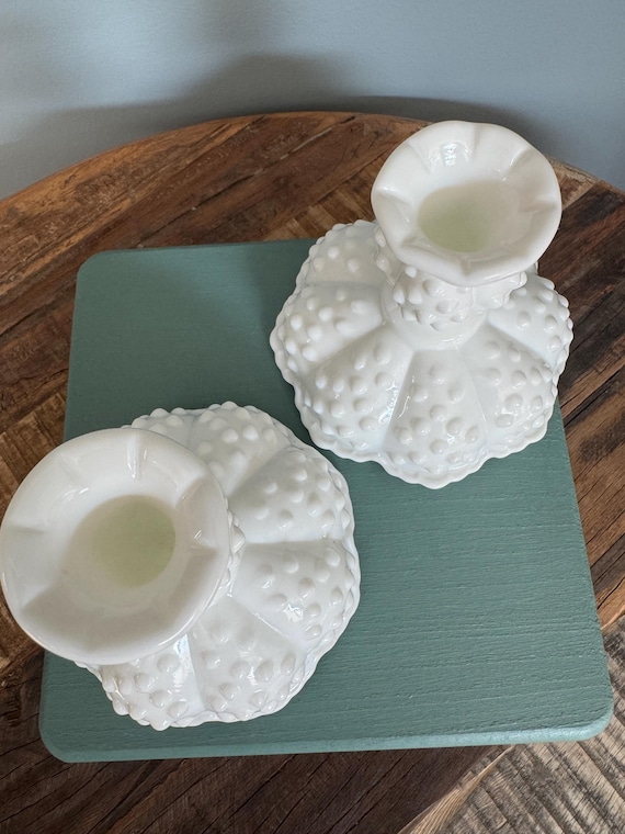 フェントン ミルクガラス キャンドルホルダー