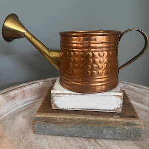 Vintage Copper and Brass Watering Can | Hammered Copper Watering Can | Vintage Watering Can Decor