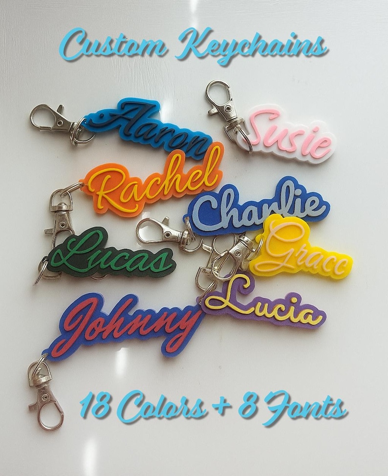 Custom 3D Printed Name Keychain: Personalized Bag Tag, Stocking Stuffer ...
