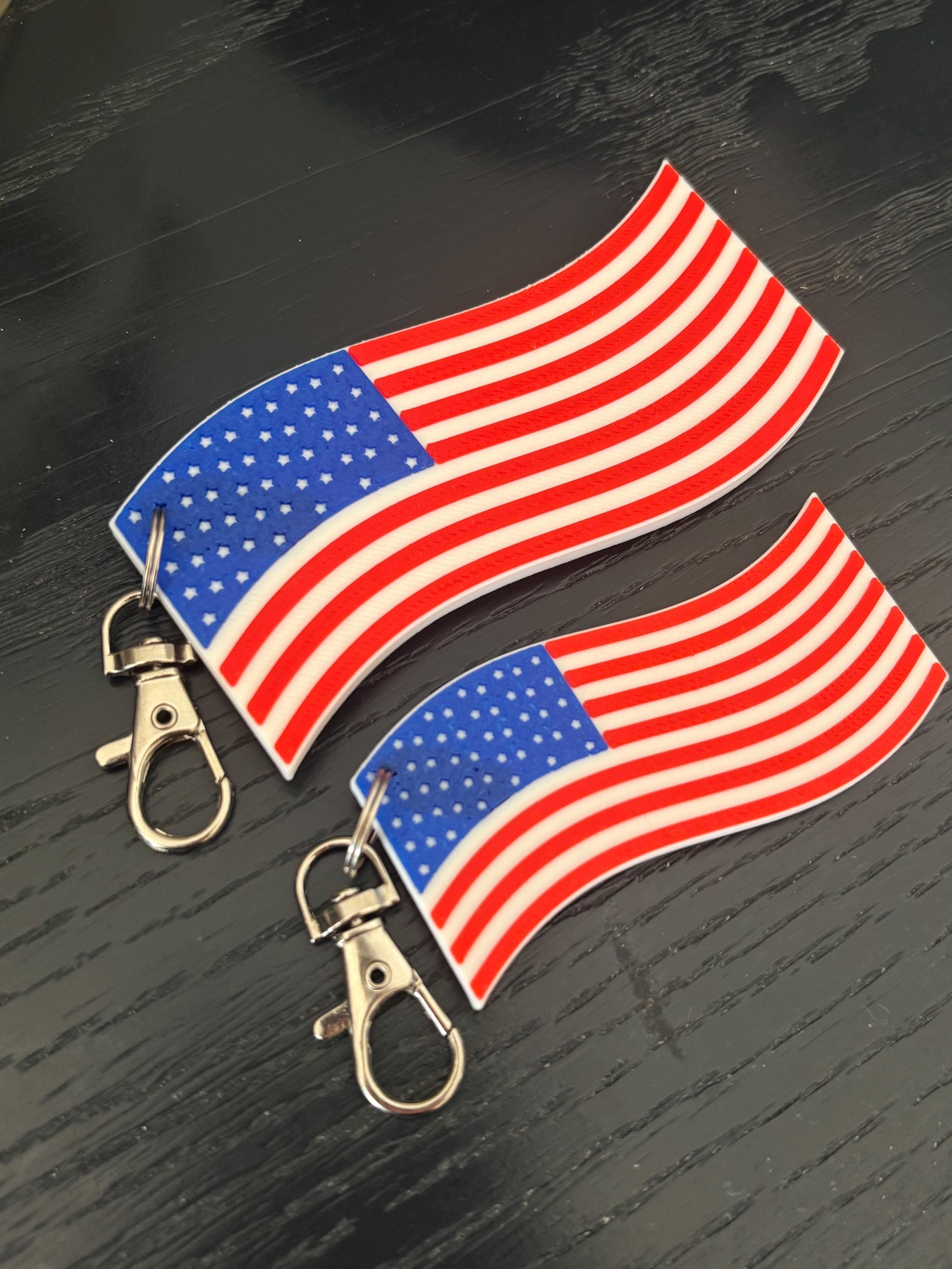 3D Printed Wavy American Flag Keychain: Patriotic USA Tag - Etsy