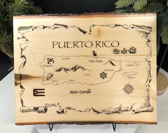 Laser Engrave Natura Plank Puerto Rico Map/La Isla Del Encanto/Home Decor/decor/Gift/Hispanic/Taino/Tribal/Boriken/Christmas gift/Holiday