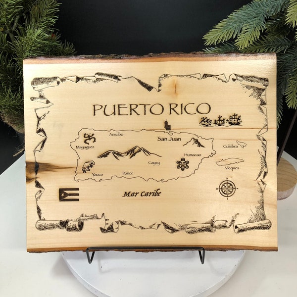 Laser Engrave Natura Plank Puerto Rico Map/La Isla Del Encanto/Home Decor/decor/Gift/Hispanic/Taino/Tribal/Boriken/Christmas gift/Holiday