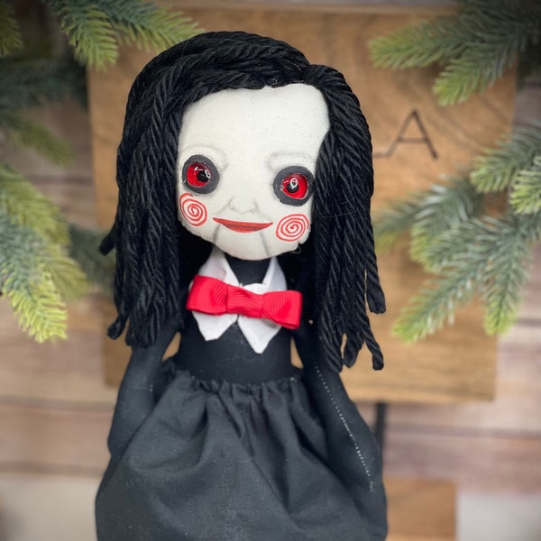 Creepy Puppet doll BILLY OOak/Home decor/Goth/Follow me Glass eyes/creepycute/Horror/Tattered/Handmade/gift/cloth doll/Gothic/Billy JigSaw