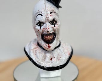 Hand-Painted Horror Clown Bust - 3D Printed Creepy Art Doll