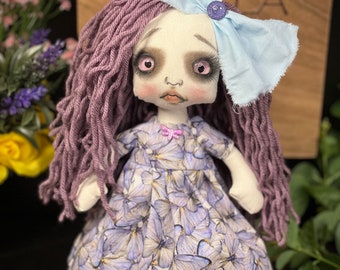 Gothic Raggedy Spring doll MARIPOSA OOak/Home decor/cute/glass eyes/creepycute/Handmade/gift/Rag/Cloth doll/unique/Holiday