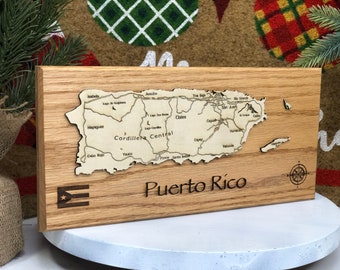 On SaLe Wood Sign Laser Engraved La Isla De PUERTO RICO Map Caribean Decor/wall decor/3D decor/Wall Art/Gift/Holiday/Mapa de Puerto Rico