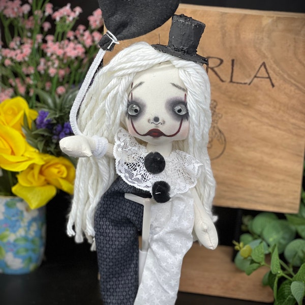 Creepy Cute PENNY ART The Clown/The Terrifier/Pennywise Inspired/OOak Art Doll/Goth/Follow me Glass eyes/Handmade/Gothic/Horror/Creepy doll