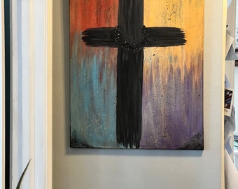 Original THE MESSAGE Painting 24"x18"-home decor-hand painted-acrylics- Inspirational-Religious Gift-Christian-Wall Art-Canvas-Jesus Cross-