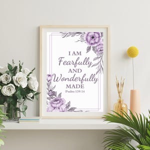 I Am Fearfully And Wonderfully Made Digital Wall Art, Fearfully And Wonderfully Made, Christian Nursery Decor, Bible Quotes, Bible Wall Art