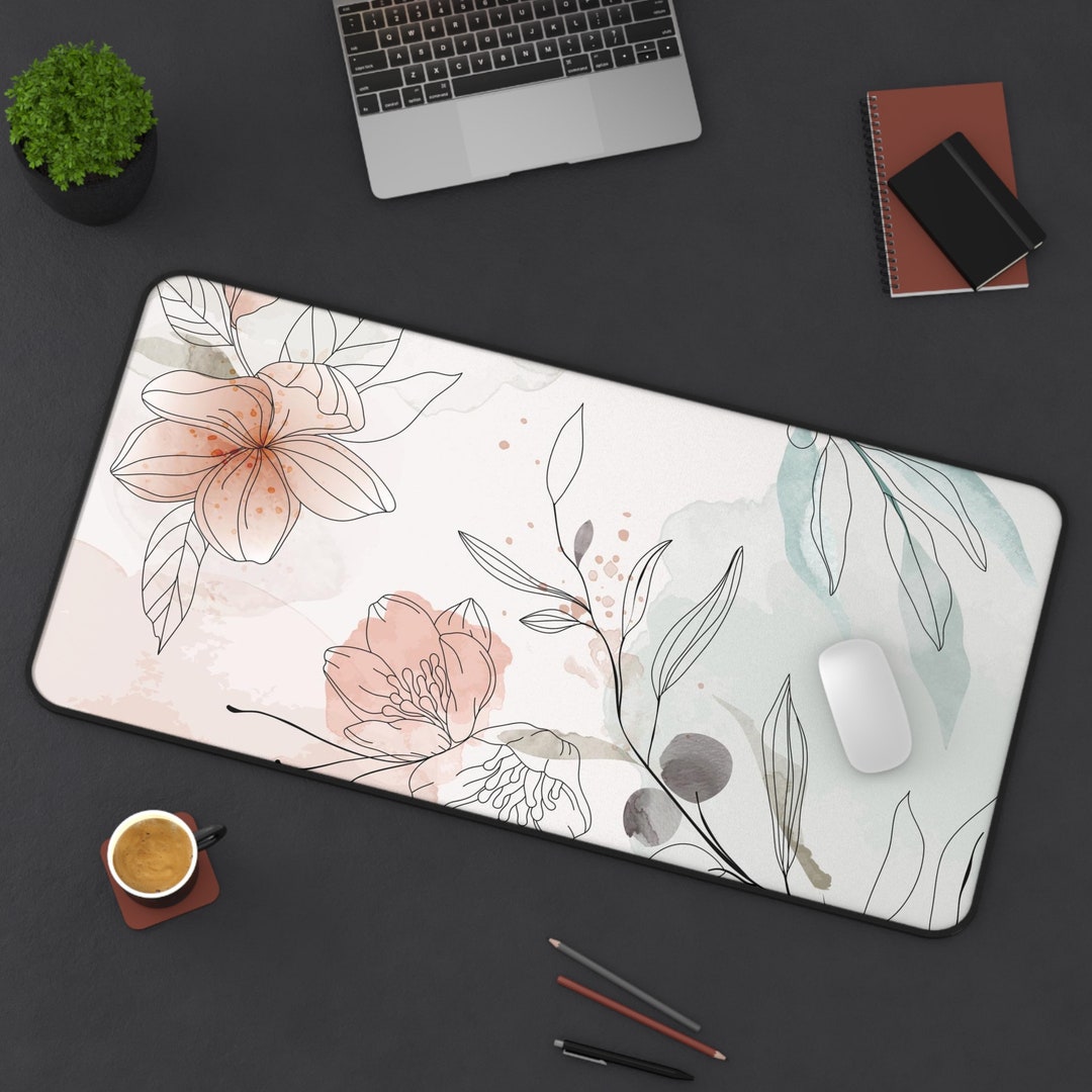 Floral Desk Mat, Computer Desk Mat, Table Mat for Desk, Office Desk