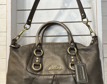 Coach Ashley Leather Shoulder Bag Purse Bronze Metallic F15445