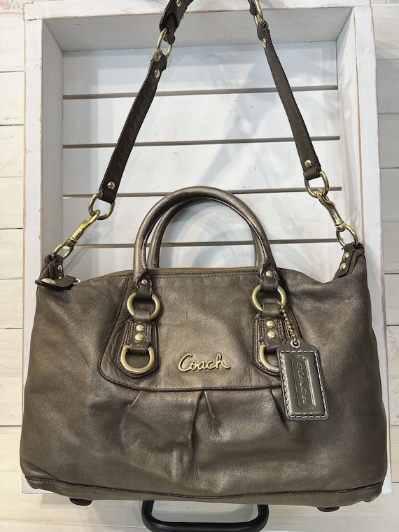 Coach Ashley Leather Shoulder Bag Purse Bronze Metallic F15445 Etsy