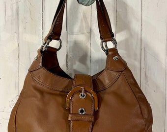 COACH Leather Lynn Soho 3 Section Purse Shoulder Bag F 17219 Brown EUC