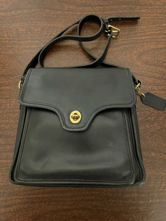 Vintage 1980's Coach Shelton Black Leather Bag Crossbody - Etsy