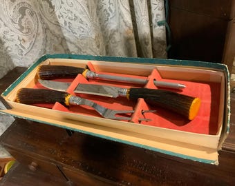 Vintage Stainless Steel Carving Set, Royal Brand Cutlery Brand, Sharp Cutter Set, most likely Bakelite handles