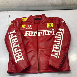 Blouson rouge Ferrari, Blouson Ferrari vintage, Blouson en cuir Ferrari, Blouson de course