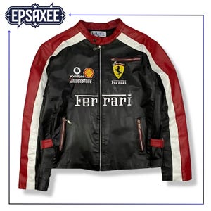 Ferrari noir Racing, veste en cuir de moto