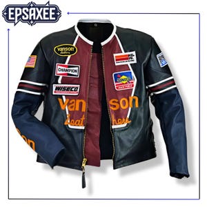 Blouson en cuir Vanson Star pour homme, veste de motard classique, fermeture à glissière, manteau en cuir vintage, cadeau élégant pour lui