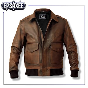 Blouson aviateur marron clair, blouson aviateur pilote seconde guerre mondiale, blouson aviateur A2, cuir de vachette véritable, manteau pilote vintage, vêtements d'extérieur en cuir pour homme