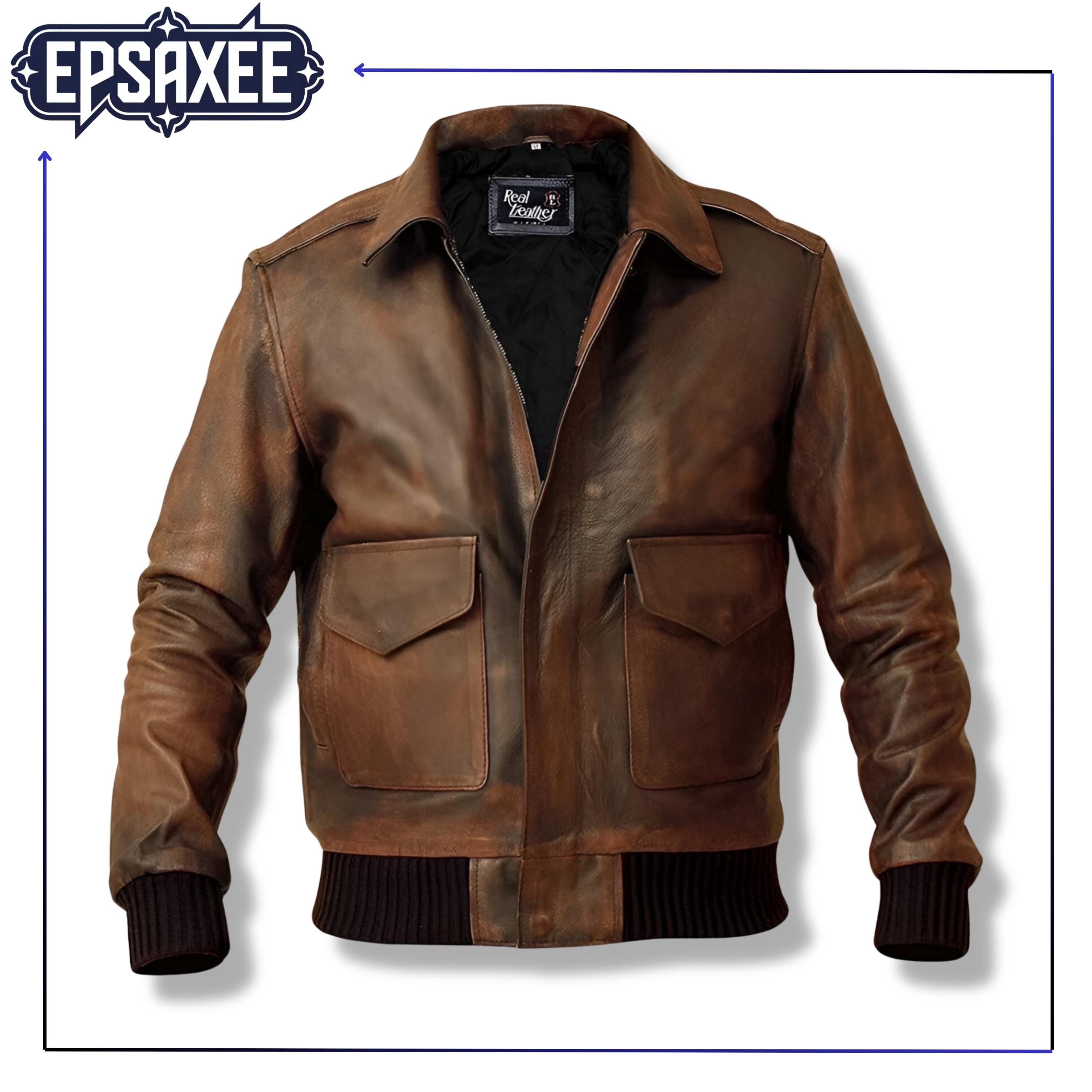 VINTAGE 1980'S-1990'S TYPE A-2 CIVILIAN BROWN LEATHER JACKET