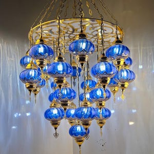 Entryway Chandelier Light, 25 Stunning Glass Hanging, Livingroom Chandelier light Fixture, Morrocan Pendant Lighting, Gold Entryway Lamp