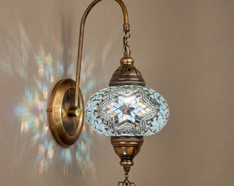 Aplique de Pared Vintage, Luz de Noche, Lámpara de Mosaico