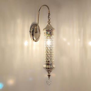 Sconce Wall Light Fixture, Unique Brass-Gold-Silver Metal Base Wall Lighting, Wall Lamp, Turkish Lights, Morrocan Bohemian Decor Lighting
