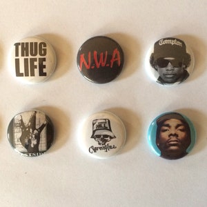 Botones Pinback HipHop de la Costa Oeste