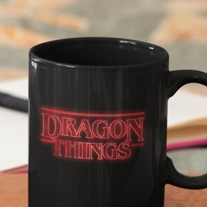 Dragon Things | Retro Fantasy Mug | Cool Dragon Gift for Gamers, Nerds & 80s Fans