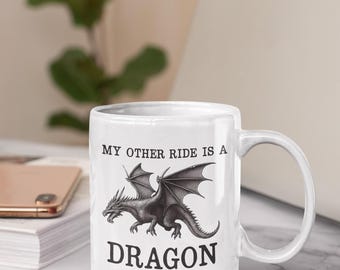 Taza de dragón, taza de café de fantasía de 11 oz o 15 oz con humor