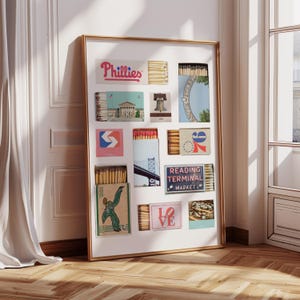 Philadelphia Matchbox Wall Art | Digital Wall Art | Iconic Landmarks and Symbols of Philly | Aesthetic Philly Decor | Printable Room Decor