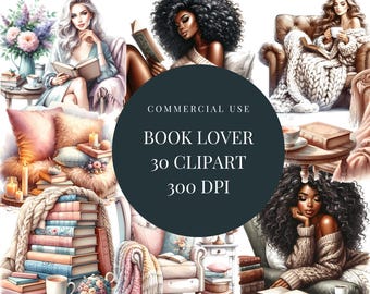 Zwarte meisjes lezen clipart | Clipart boekenliefhebber | Clipart meisje met koffie | Boek liefde clipart zwart meisje | Zwart meisje lezen | commercieel gebruik: