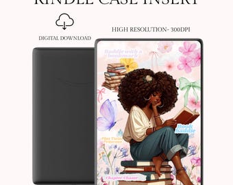 Kindle Case Insert | Digital Download | Fits Kindle Basic & Paperwhite | 3 Sizes | 300 DPI Printable Kindle Cover | Black women art