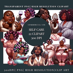 Curvy Girl Clipart | Black women clipart | self love Clipart | African American Woman PNG | Women of Color Illustrations | PNG Clip art