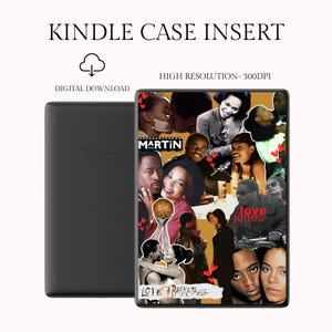 Peut inclure: Insert de coque Kindle noir avec un collage d'images de couples et le texte "MARTIN" et "love jones". L'insert est un téléchargement numérique et haute résolution.