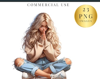 Women Of Faith |  Clipart Praying Girls PNG |Blessed Girl Christian Clip Art | Faith Quotes God Love Sublimation | Transparent png
