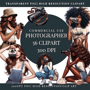 Fotografie Clipart, Fotograf PNG, Sublimation Png, großes Haar Afro Clipart, schwarzes Mädchen mit her, digitaler Download, transparent